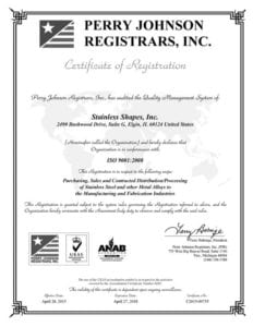 Certificate of registration for Stainless Shapes