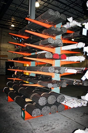 racks of stainless steel rods